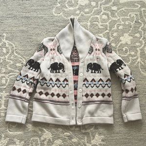 PEEK Kids “Maya” Shawl Collar Cardigan - “Grandpa” sweater, elephants